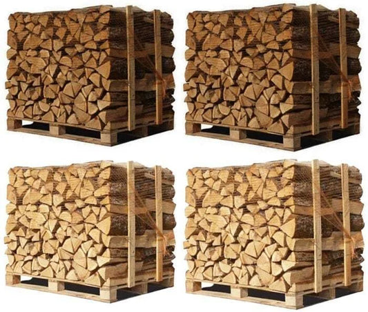4 x Paletten (2 x Weißeiche + 2 x Buche/Hainbuche) – 33cm-Scheite