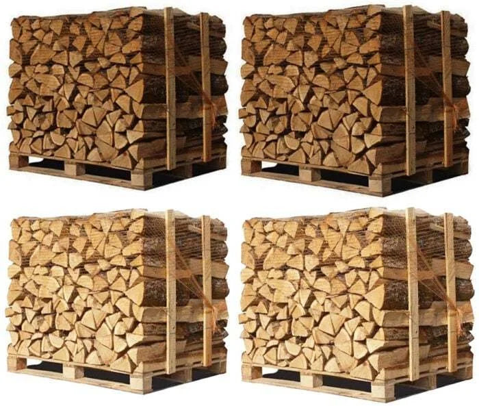 4 x Paletten (2 x Weißeiche + 2 x Buche/Hainbuche) – 33cm-Scheite